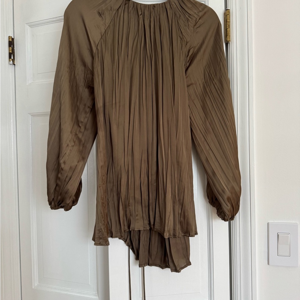 Zara Brown Pleated Blouse